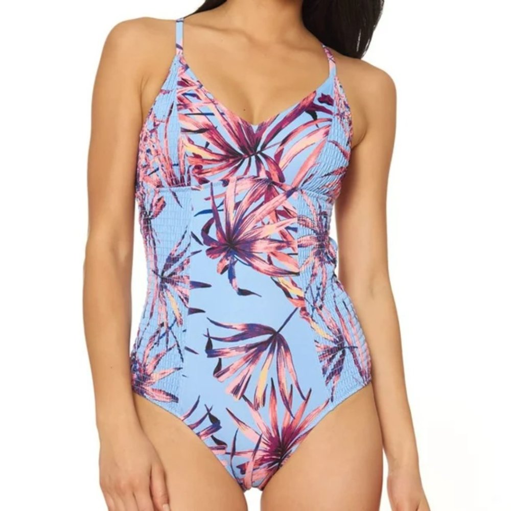 SALE 5/$25 Jessica Simpson Palmy Days Cami One Piece Swimsuit Smocked Side Lilac